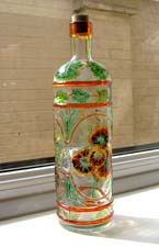 painted glass bottle by Jan Bee